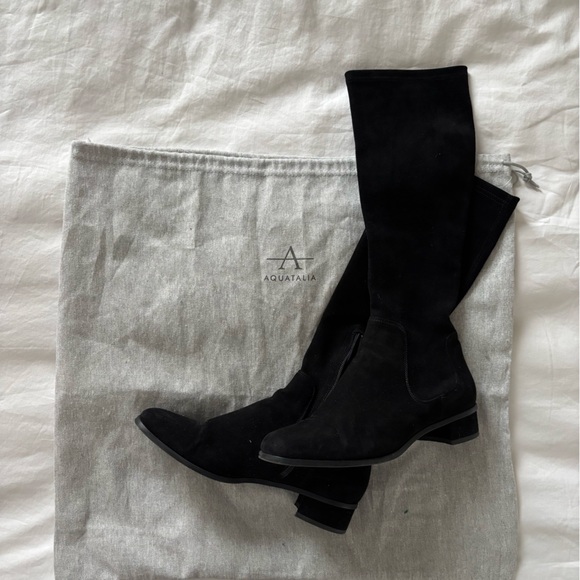 Aquatalia Lina weatherproof Black Over the Knee Suede Boots - Picture 3 of 5